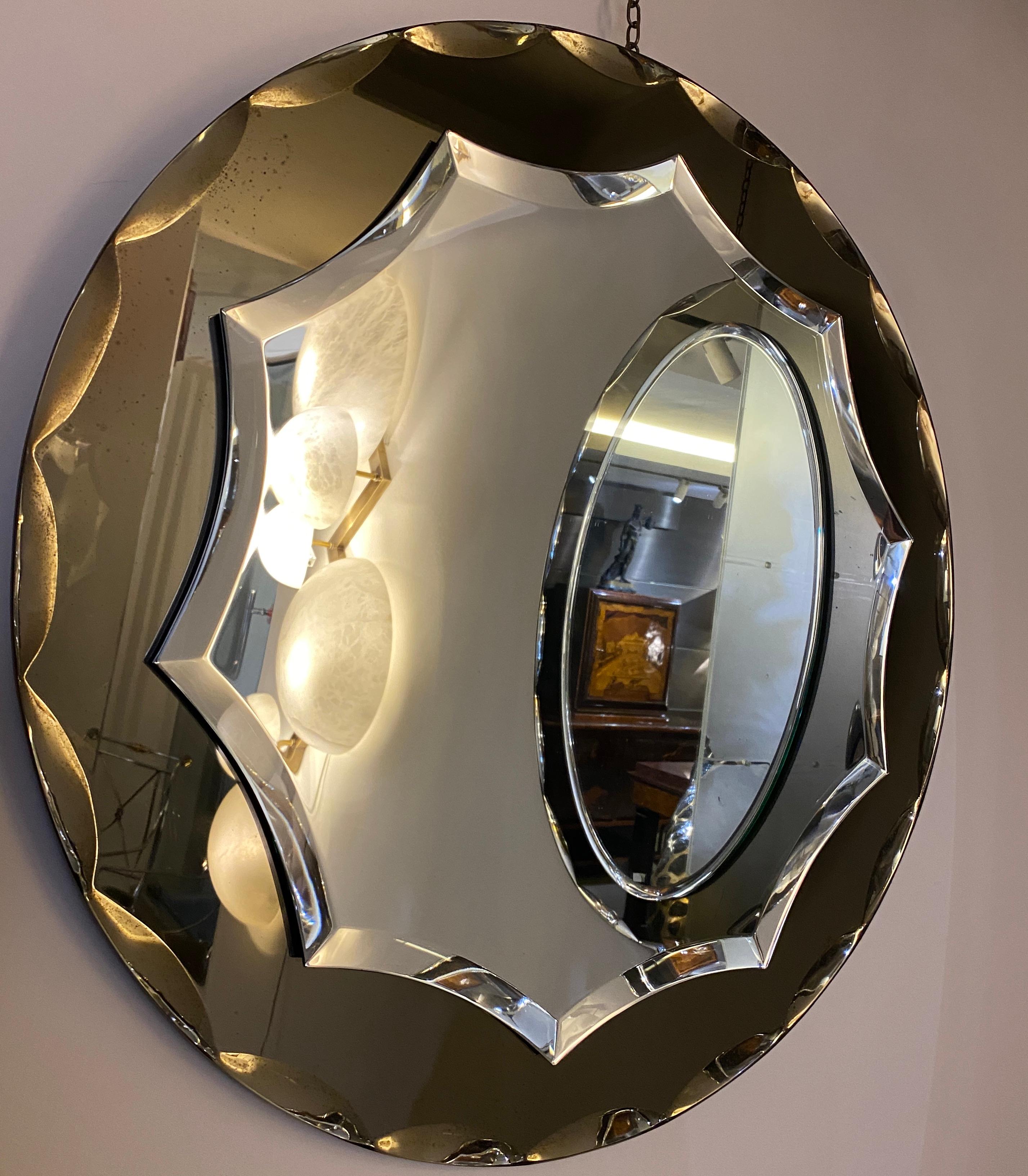 Faceted  Mid-century Mirror Attributed to Max Ingrand for Fontana Arte, 1960s For Sale