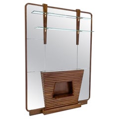 Mid-Century Mirror Console, Walnut, Italy, 1940s
