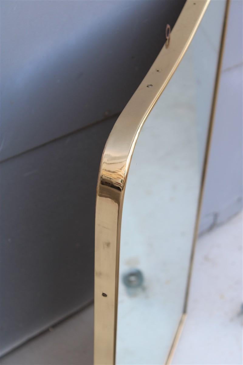 Midcentury Mirror Gilt Brass Shaped Frame Italian 1950s  For Sale 3