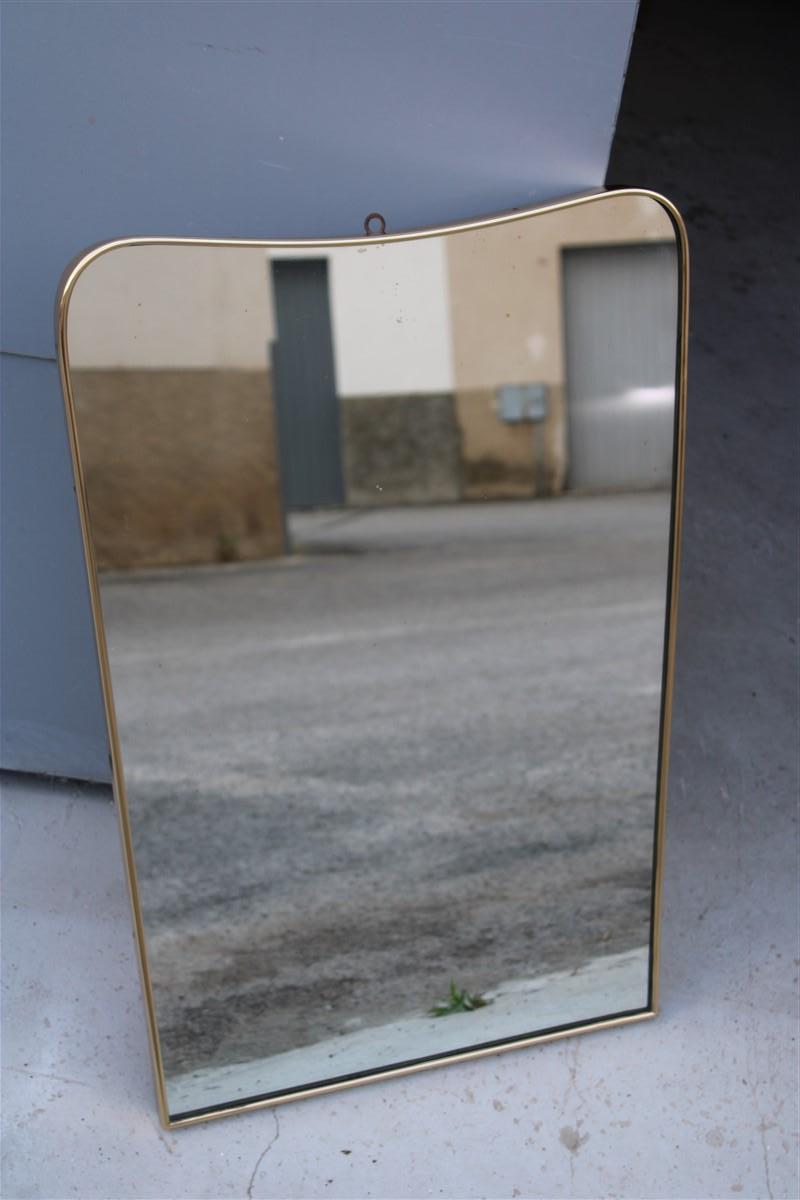 Midcentury Mirror Gilt Brass Shaped Frame Italian 1950s  For Sale 4
