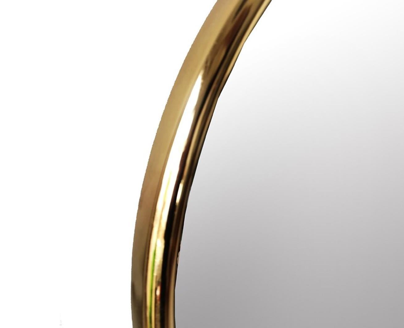   Mirror Gold Steel or Brass  Minimalist for bathroom Beveled , Mid-Century  For Sale 1