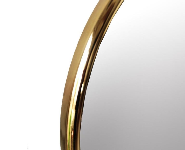   Mirror Gold Steel or Brass  Minimalist for bathroom Beveled ,Mid-Century  For Sale 1