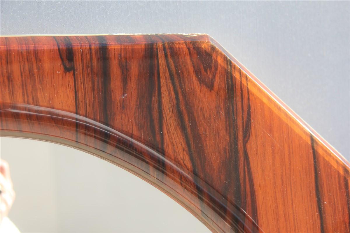 Specchio di metà secolo in palissandro ottagonale, design italiano stile Sormani, 1950 in vendita 3