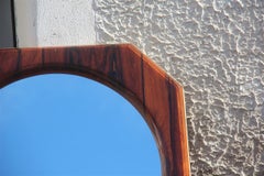 Midcentury Mirror in Octagonal Rosewood, Italian Design Sormani Style, 1950