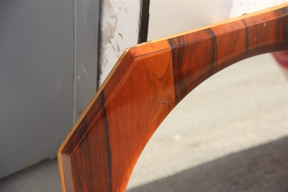 Italiano Specchio di metà secolo in palissandro ottagonale, design italiano stile Sormani, 1950 in vendita
