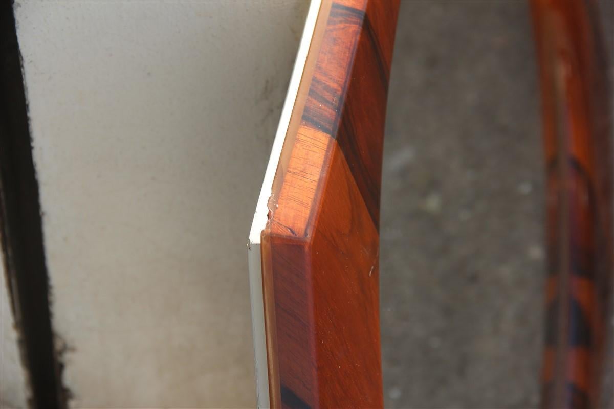Specchio di metà secolo in palissandro ottagonale, design italiano stile Sormani, 1950 In condizioni buone in vendita a Palermo, Sicily