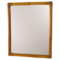 Mid-Century Mirror in Rattan and Bamboo, Italy 1970s