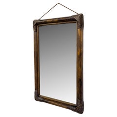 Mid-Century Mirror in Rattan, Bamboo and Wicker, 1970s Italy
