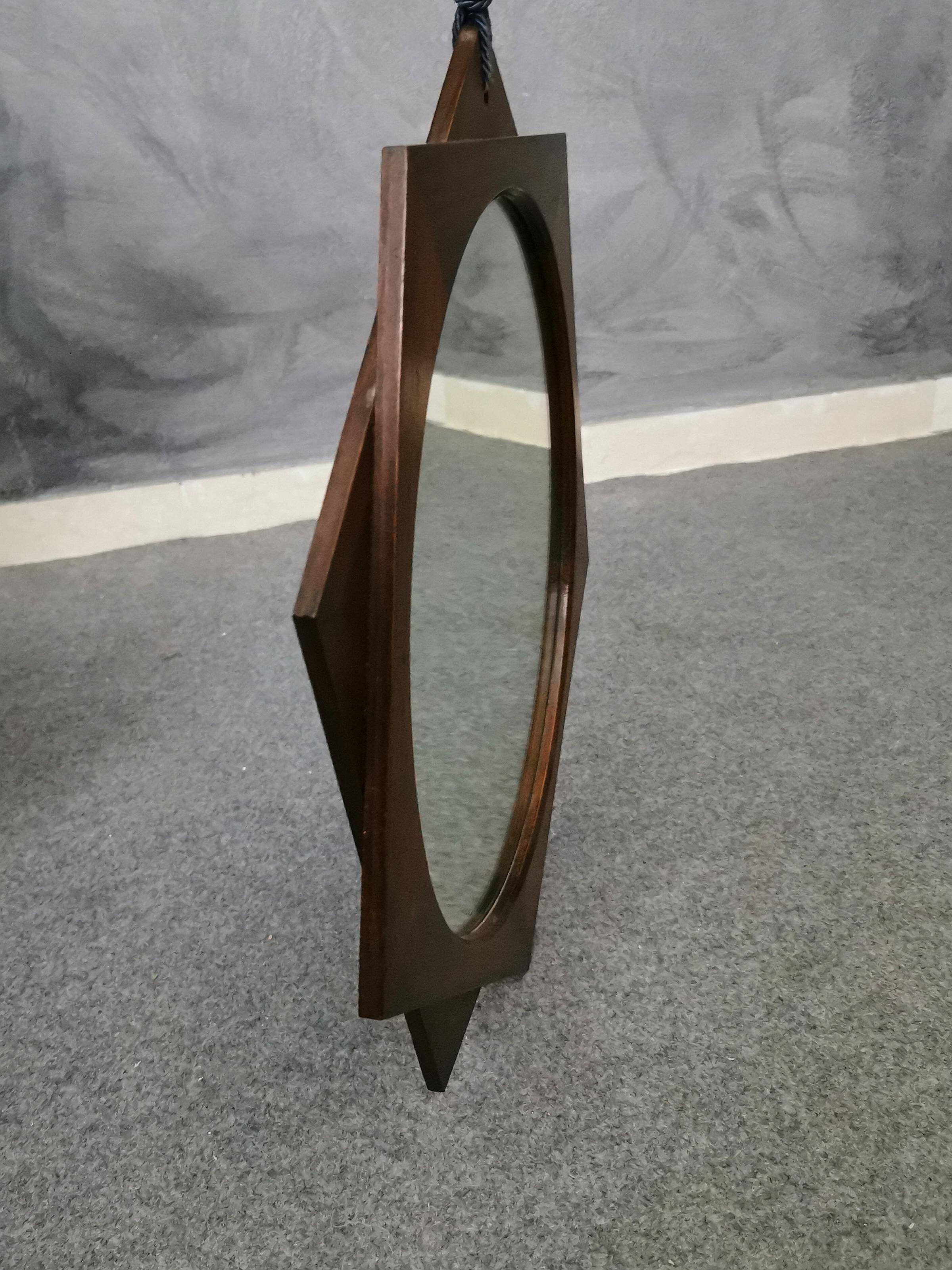 Mid-Century Modern Midcentury Mirror in Rosewood at 10-Pointed Star Shape, Italian Design, 1970s