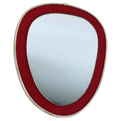 MID-CENTURY mirror red frame Vintage wall mirror 50s