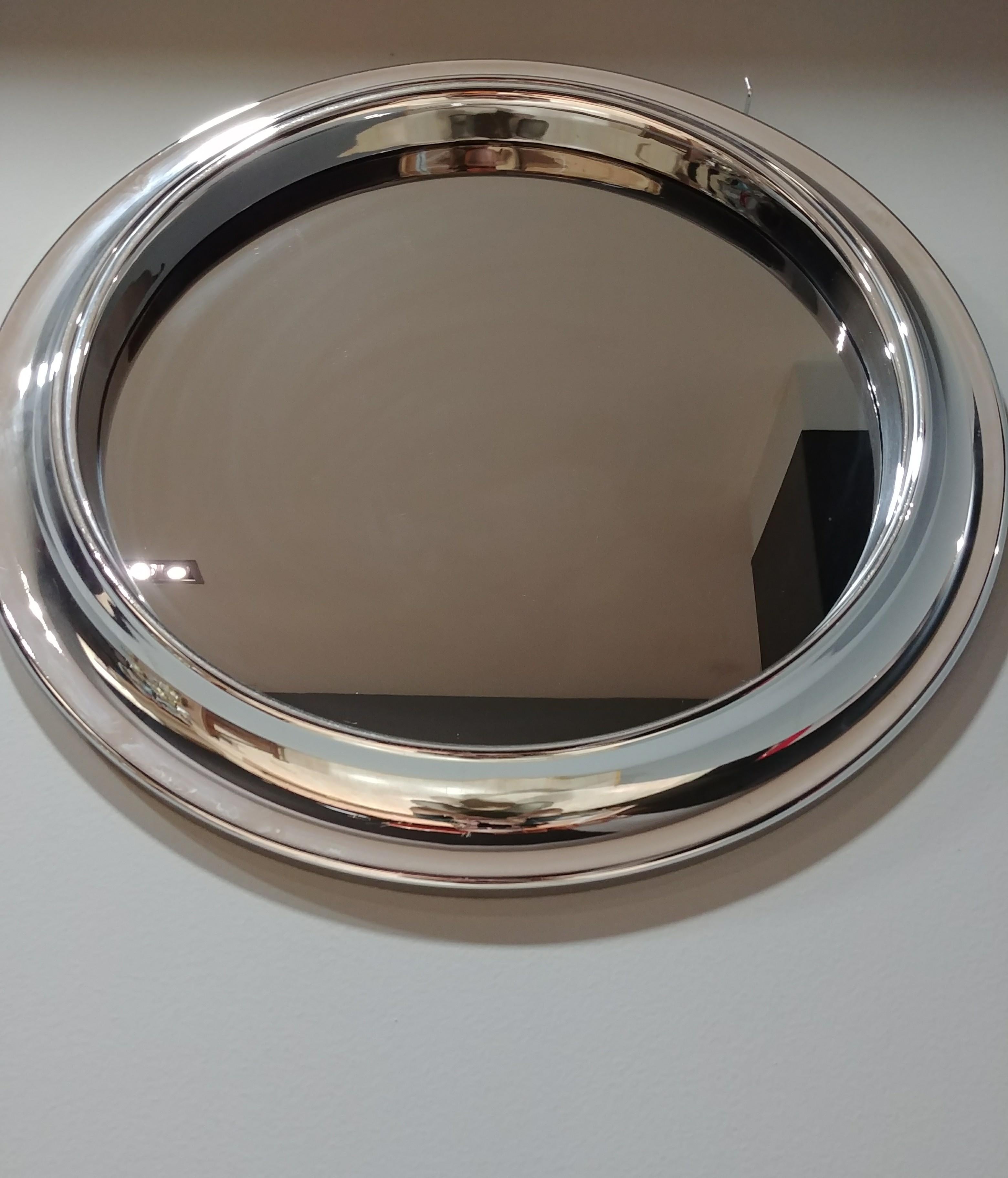 Late 20th Century Midcentury Mirror Round in Chromed Aluminum, 1970s, Italy