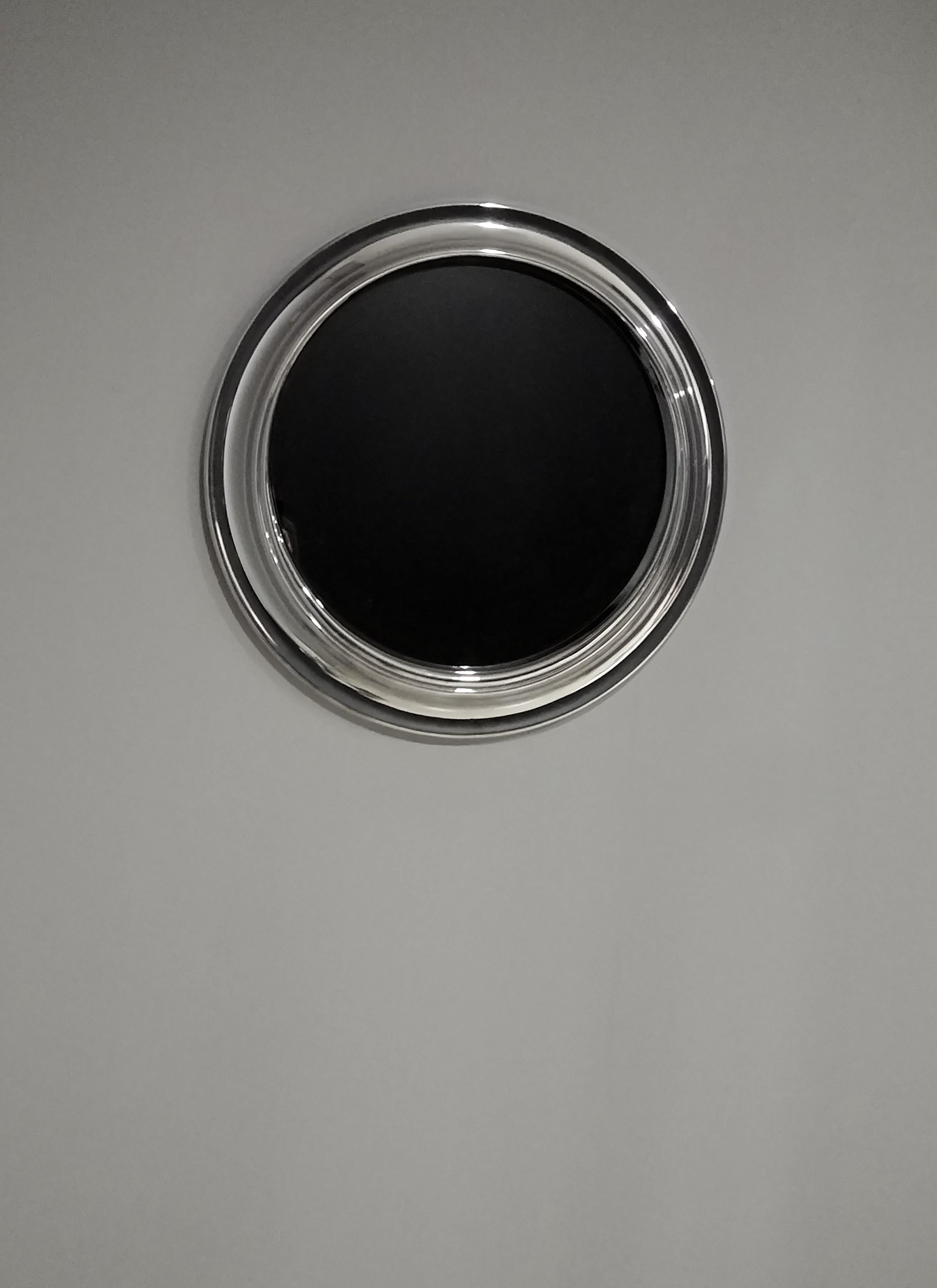 Midcentury Mirror Round in Chromed Aluminum, 1970s, Italy 1