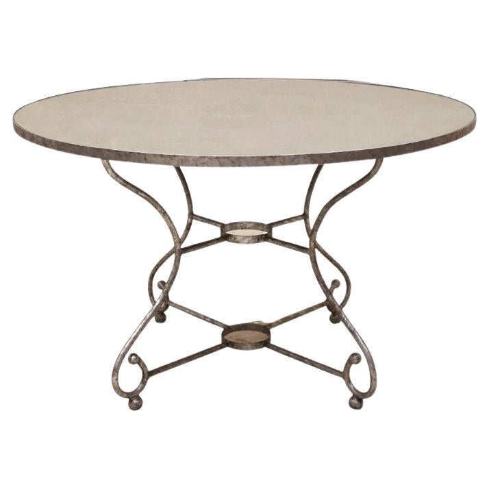 Mid Century Mirror Top Round Dining Table With Steel Base
