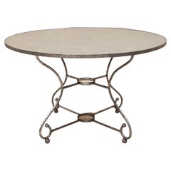 Retro Mid Century Mirror Top Round Dining Table With Steel Base