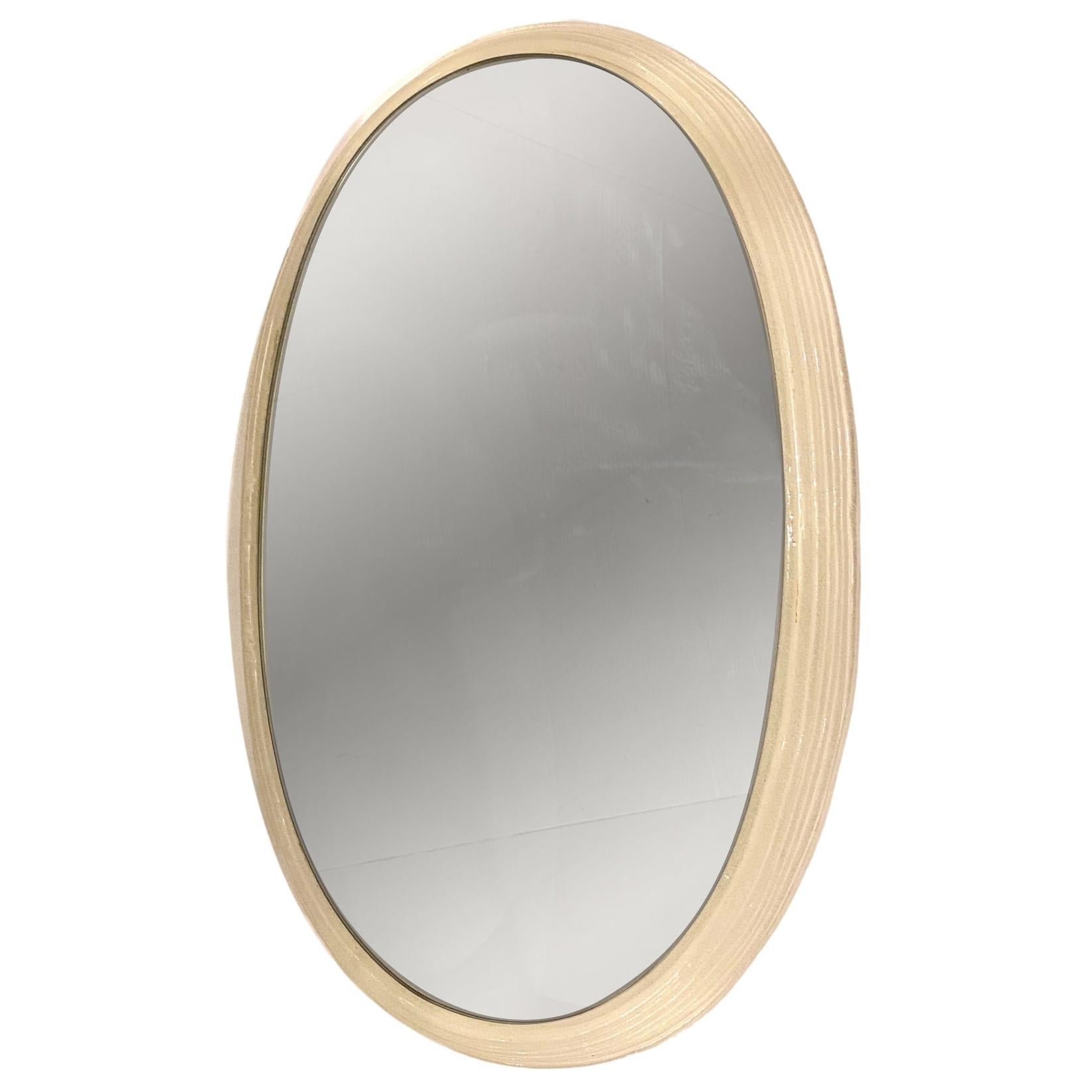 Midcentury Mirror with Back-Light Resin Frame