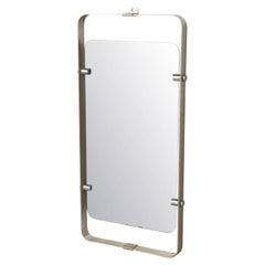 Vintage Mid Century Mirror with Brushed Aluminum Frame