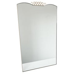 Miroir du milieu du siècle avec détails décoratifs et cadre en laiton Handcraft, Vintage One