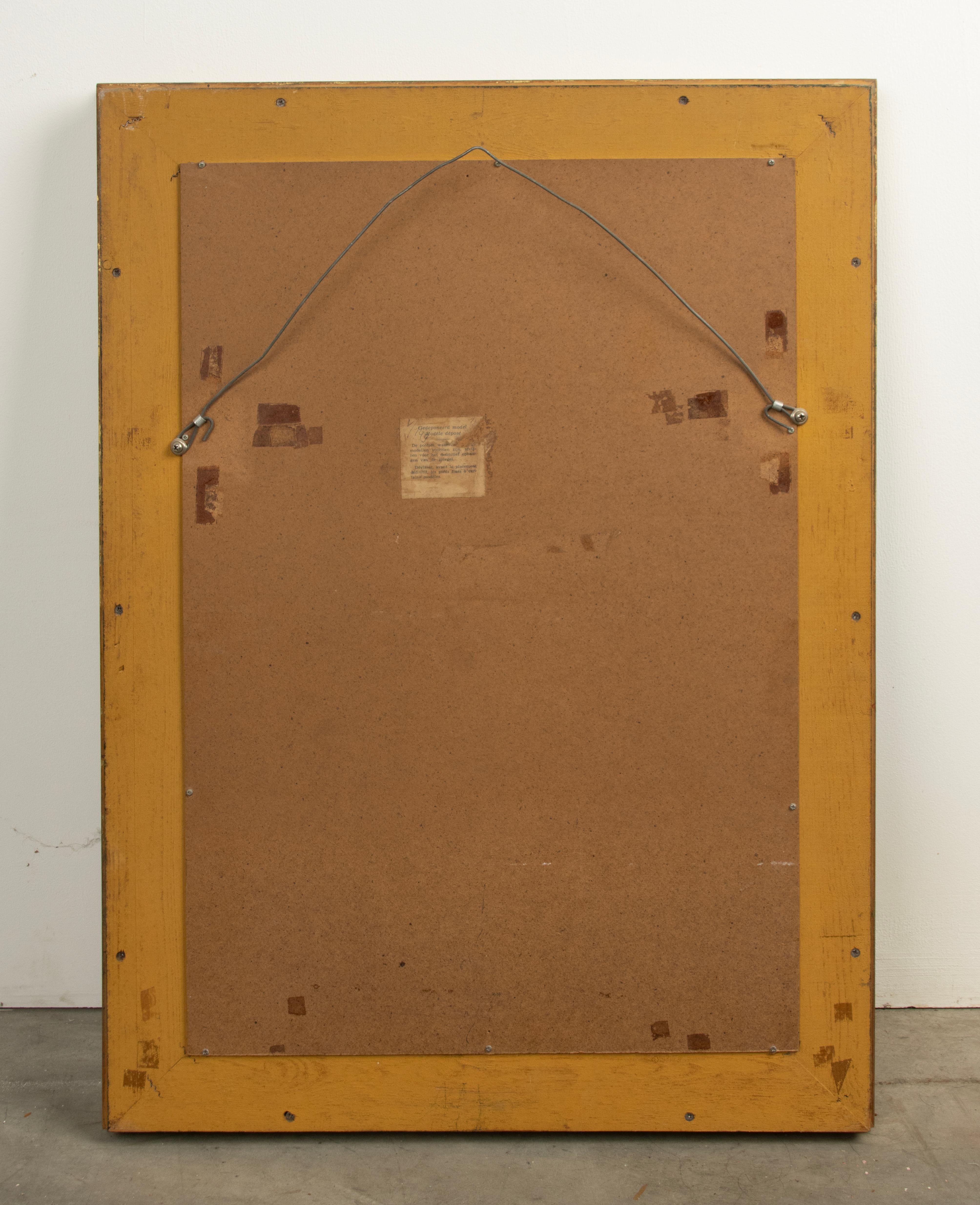 Espejo de Mitad de Siglo - Marco de Madera - Verde y Dorado - Estrella de Cristal Grabado en venta 8