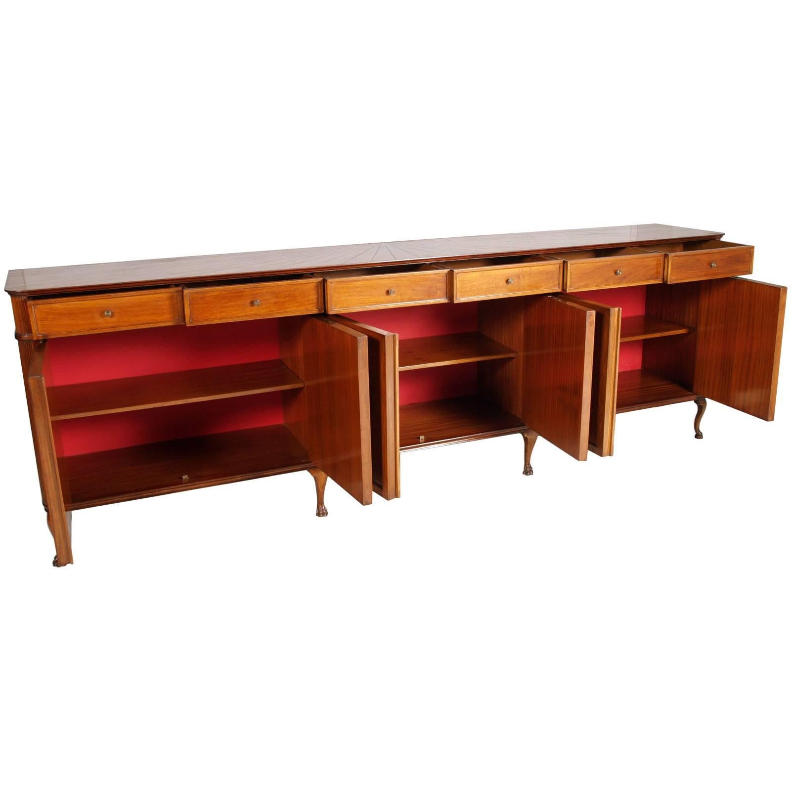 Italian Midcentury Mirrored Credenza Sideboard by Osvaldo Borsani & Luigi Brusotti For Sale