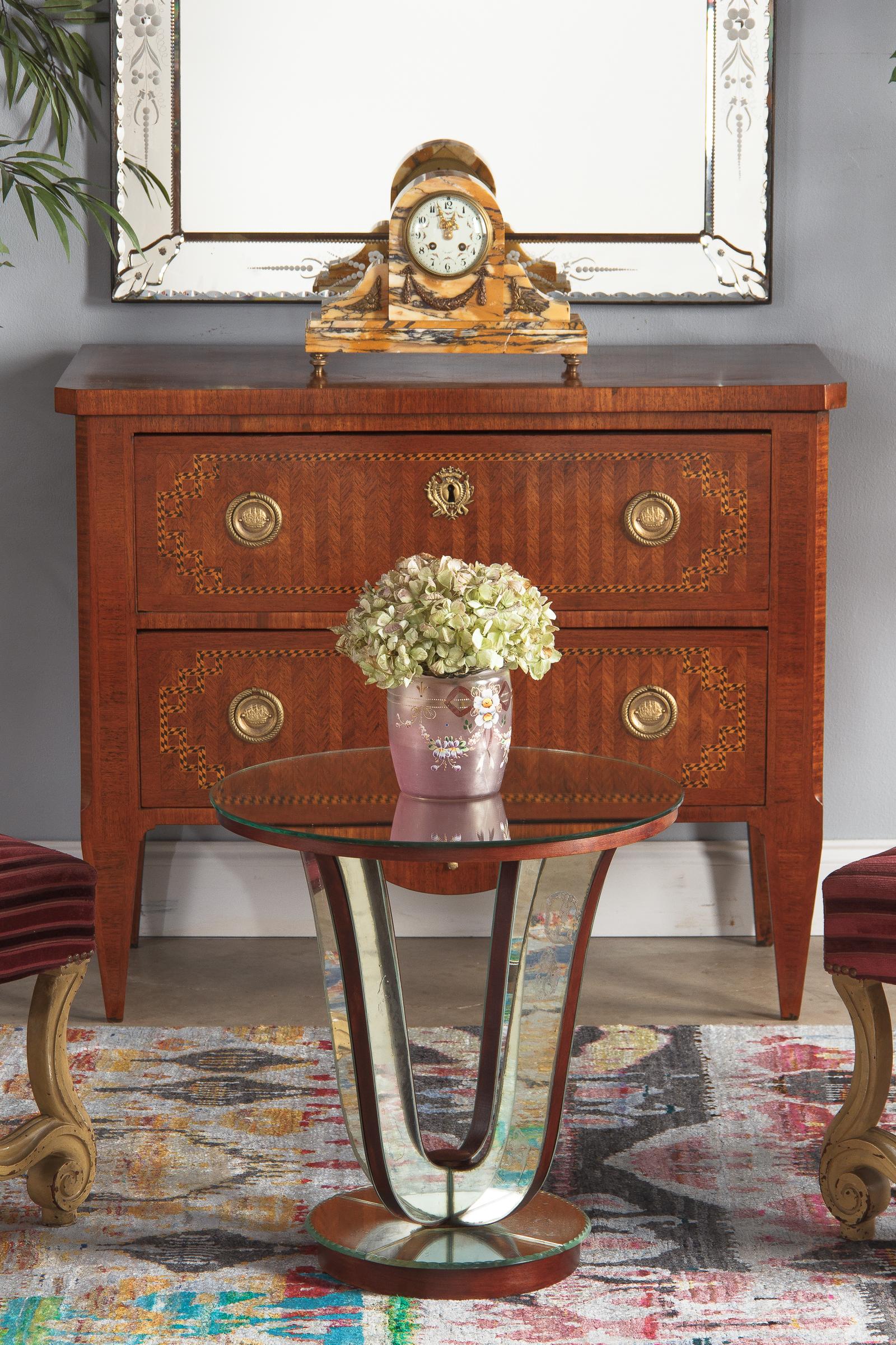 Midcentury Mirrored Venetian Glass Side Table, France, 1950s 8