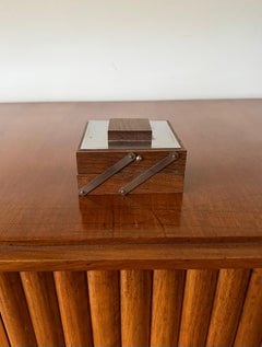 Mid-century mirrored wood cigarette box, France 1960s