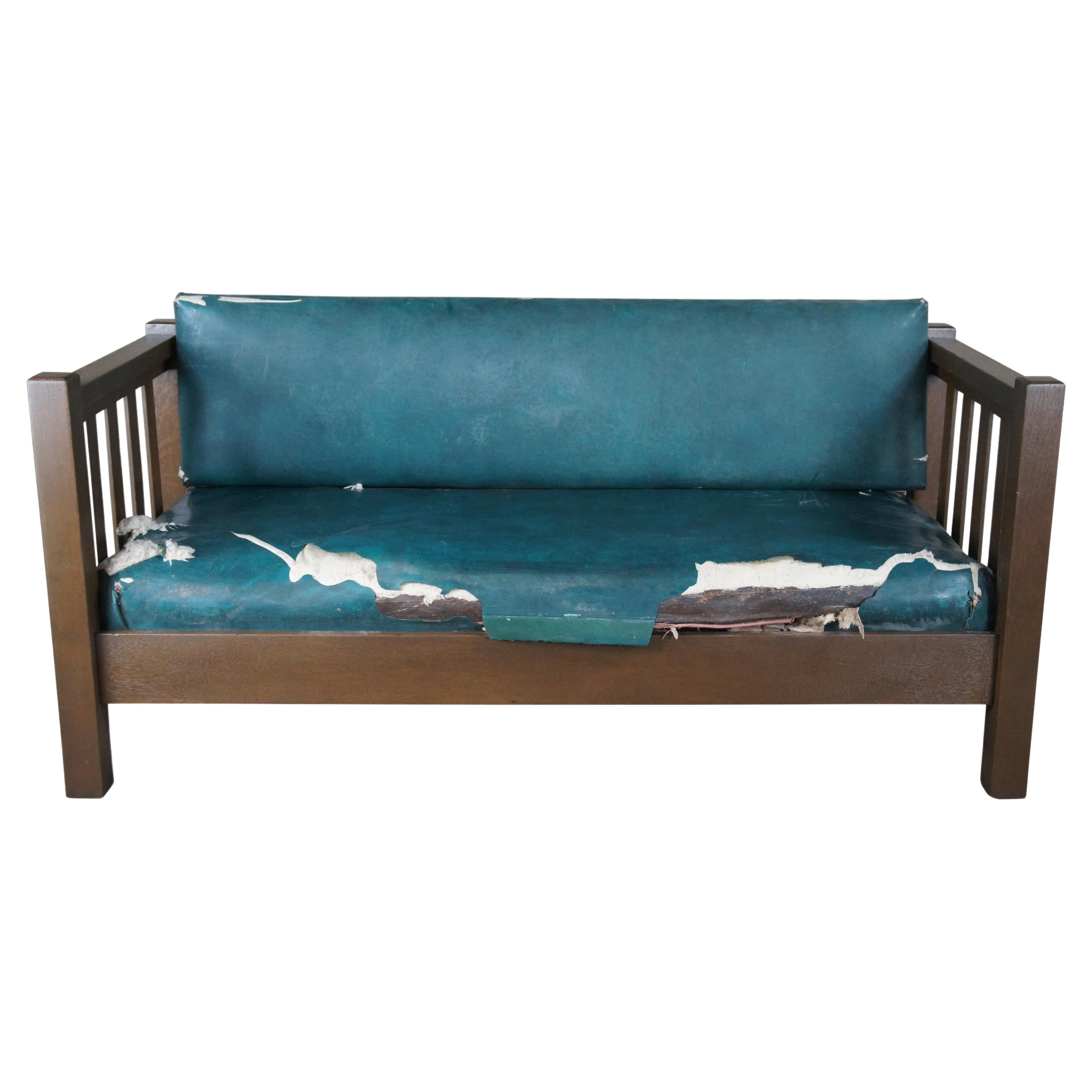 Mid Century Mission Arts & Crafts Eichenholz-Sofa-Sessel mit Lattenrostlehne Craftsman 72" im Angebot
