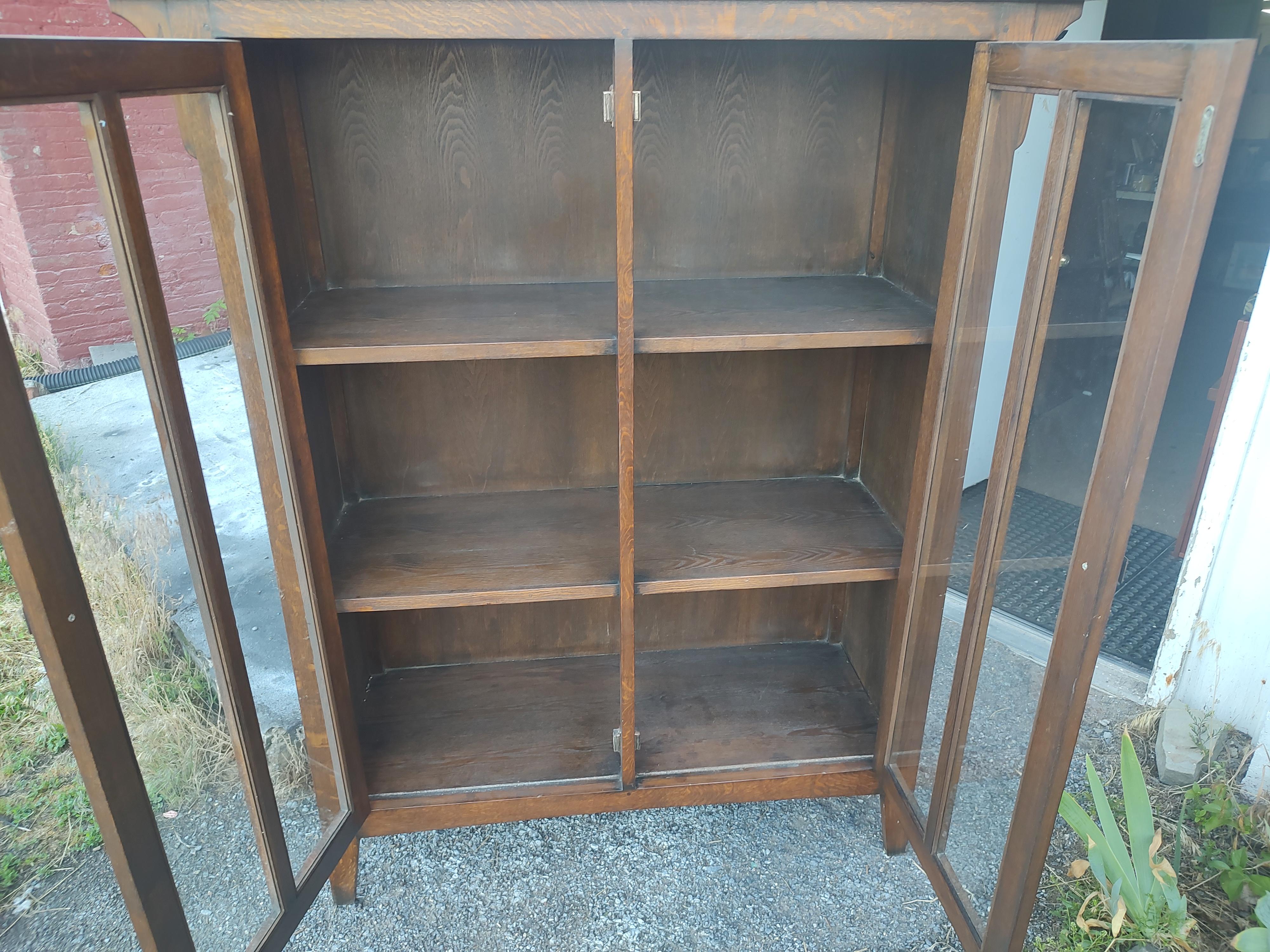 Arts and Crafts Midcentury Mission Arts Crafts Stickley Style 2 Door Bookcase