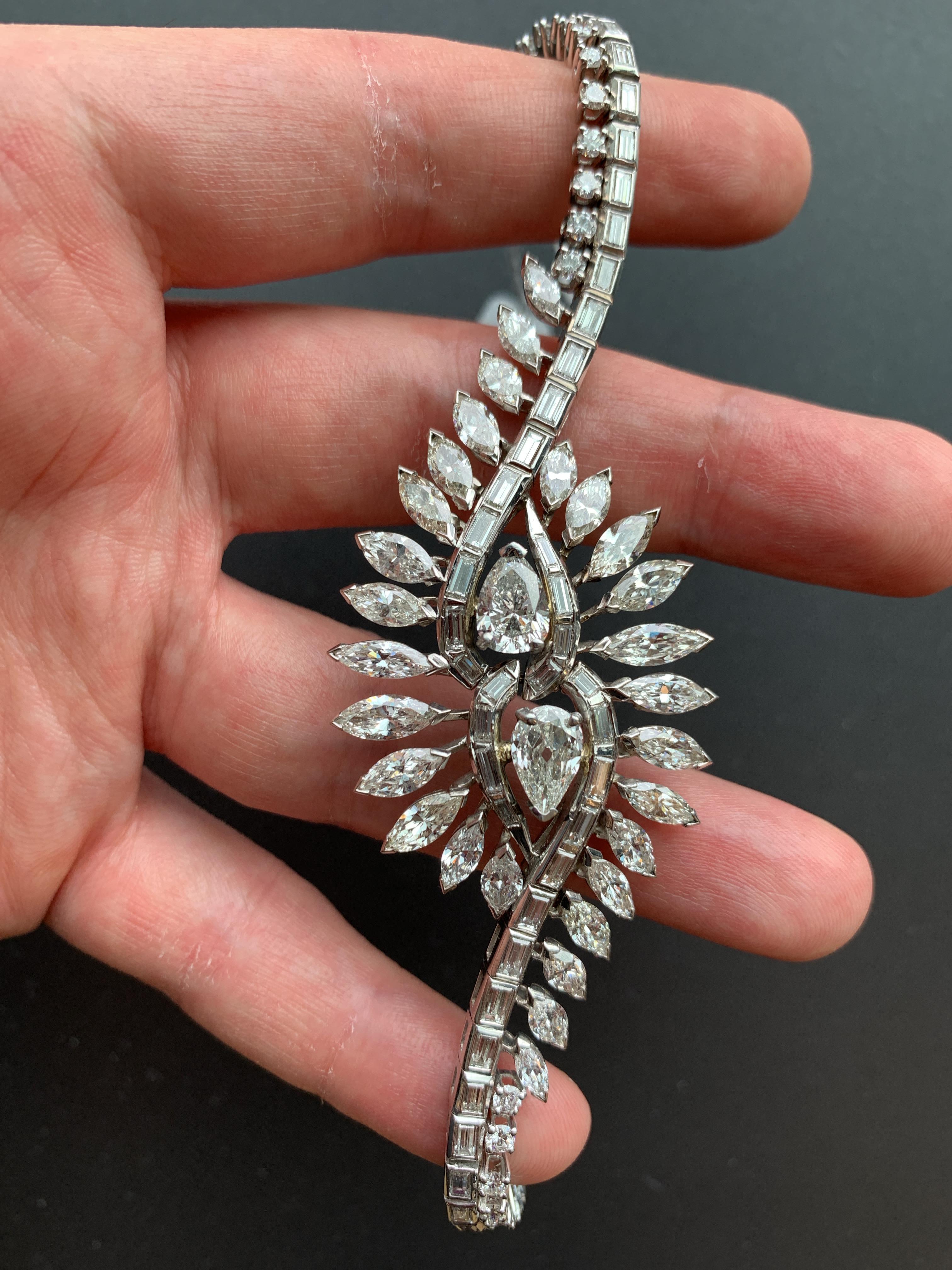 Midcentury Mixed Cut Diamond Bracelet In Excellent Condition For Sale In New York, NY