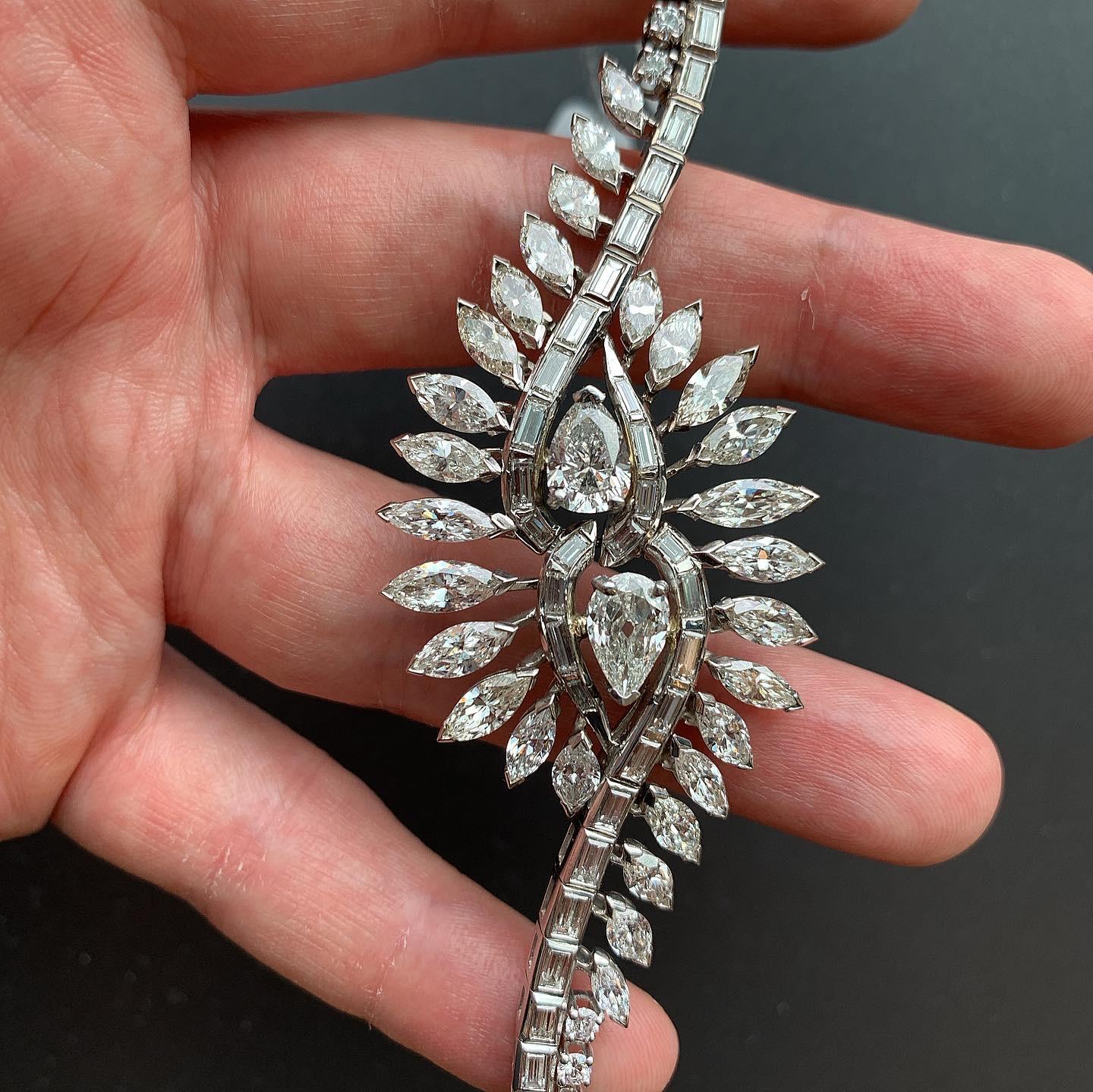 Midcentury Mixed Cut Diamond Bracelet For Sale 1