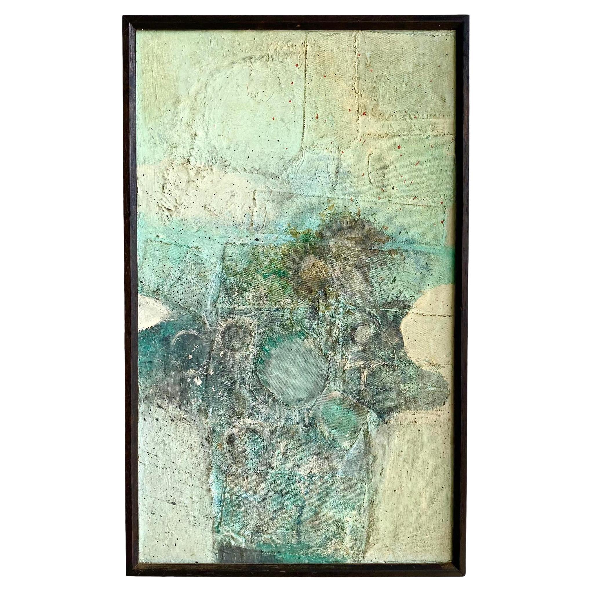 Mid-Century Mixed Media Abstract Signed Davoli For Sale