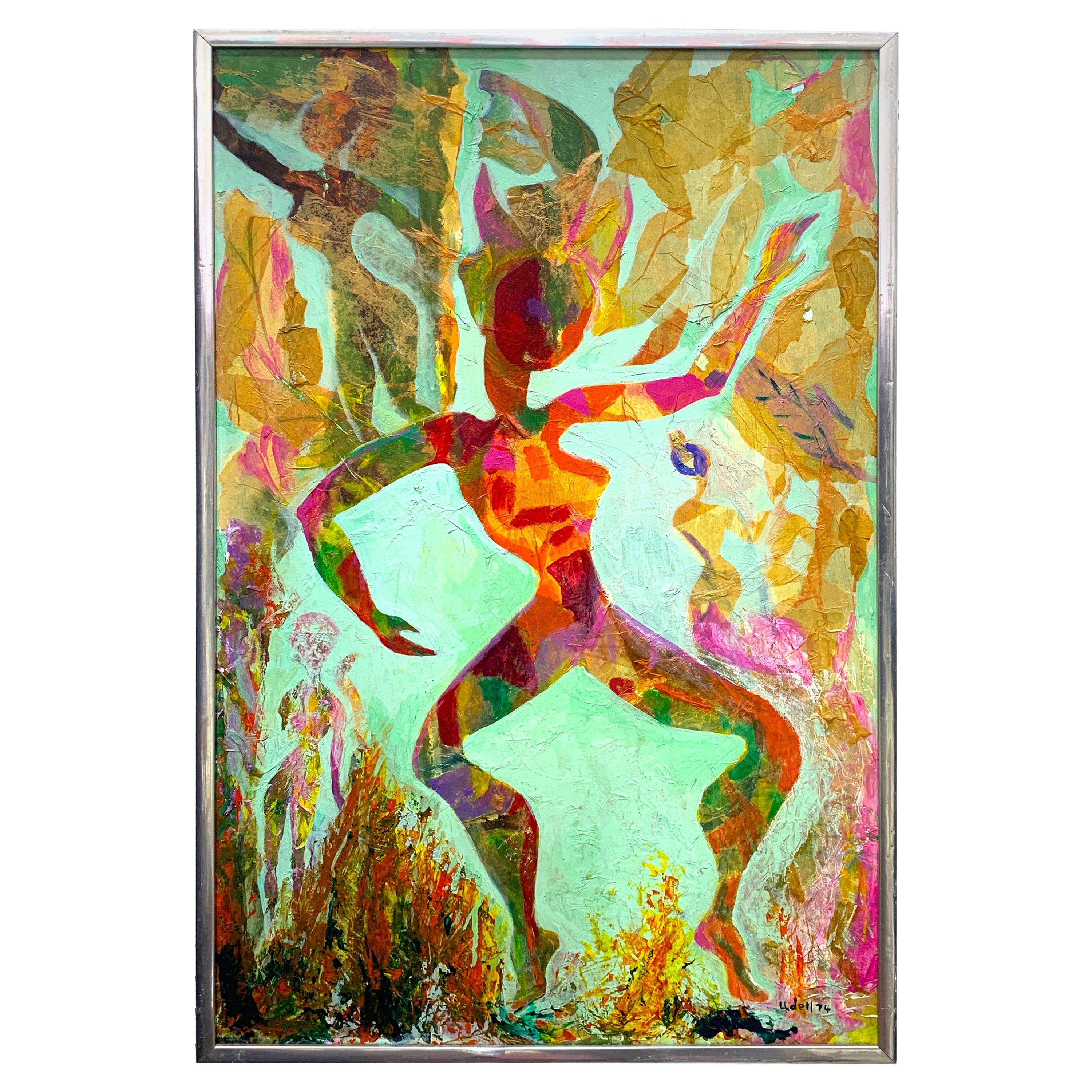 Midcentury Mixed-Media "Fire Dancer", Udell 1974 For Sale