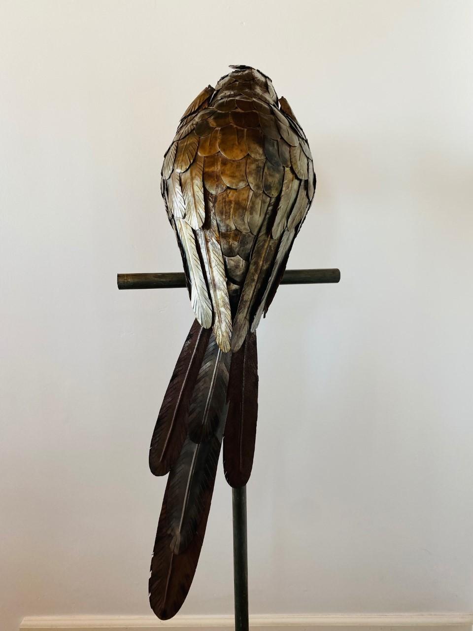 Mid-Century Mixed Metal Large Parrot Sculpture in the Style of Sergio Bustamante For Sale 1