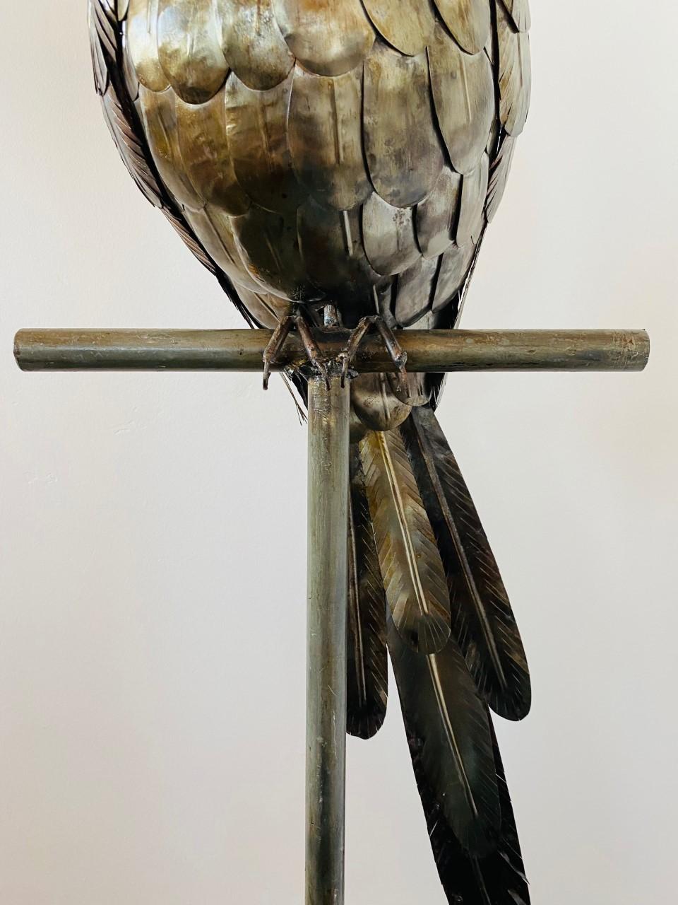 Mid-Century Mixed Metal Large Parrot Sculpture in the Style of Sergio Bustamante For Sale 2