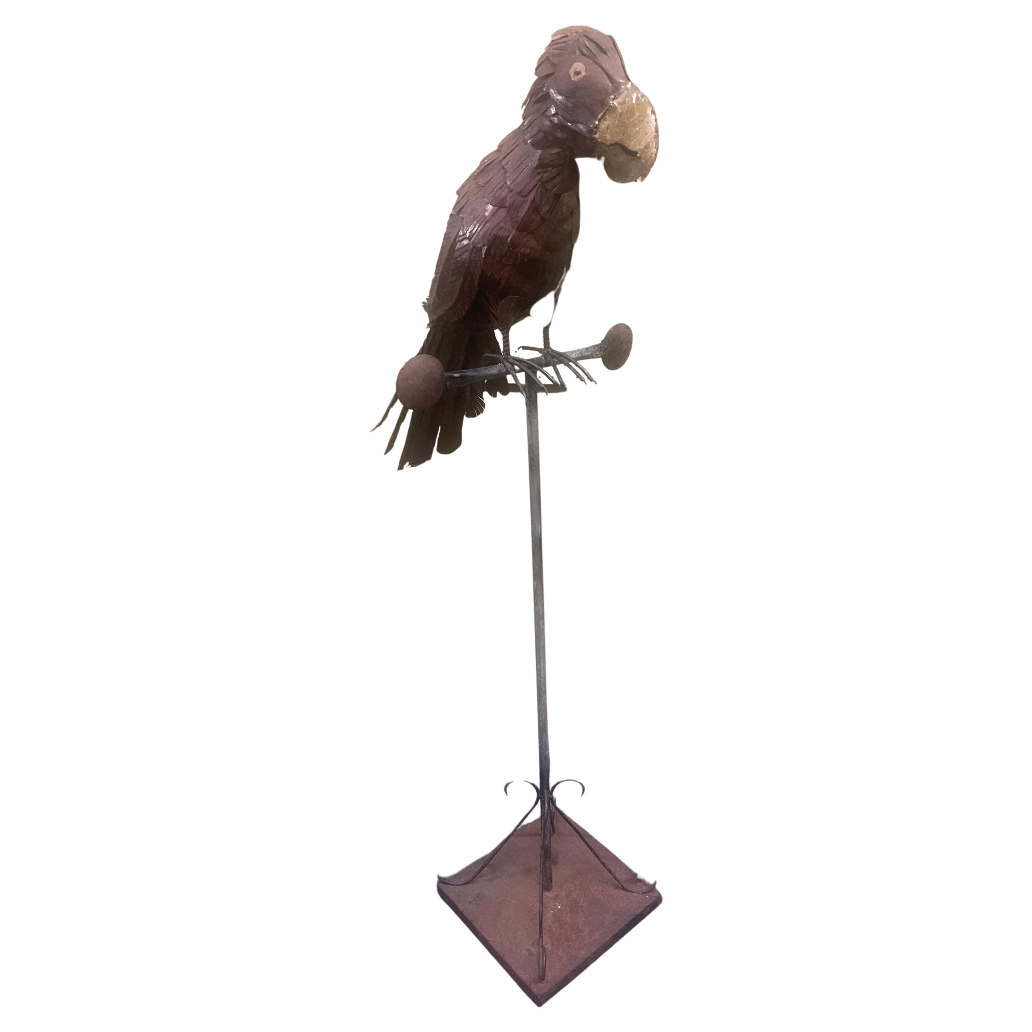 Mid-Century Mixed Metal Parrot Sculpture in the Style of Sergio Bustamante For Sale 6