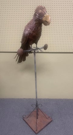 Mid-Century Mixed Metal Parrot Sculpture in the Style of Sergio Bustamante