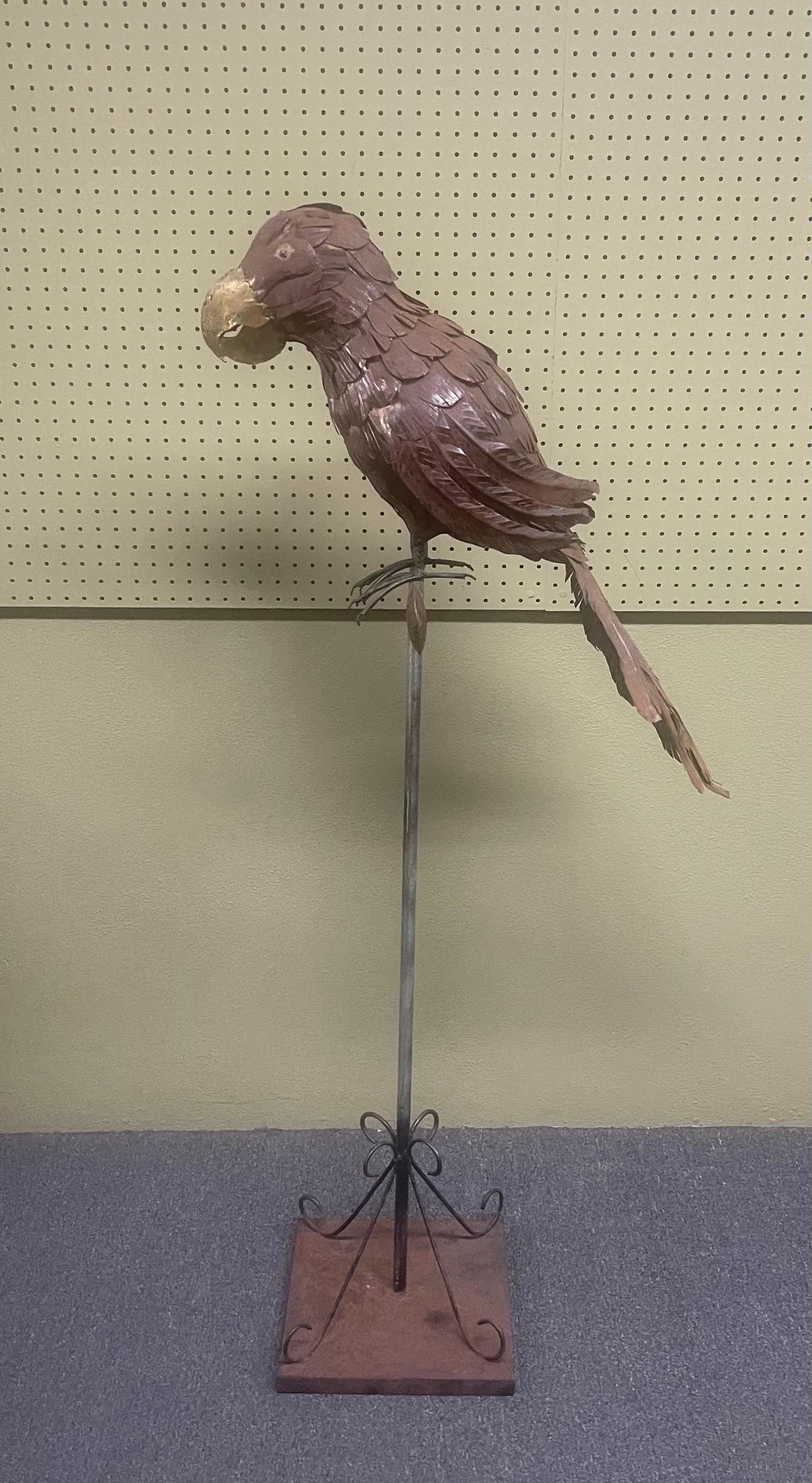 Mid-Century Mixed Metal Parrot Sculpture in the Style of Sergio Bustamante For Sale 1