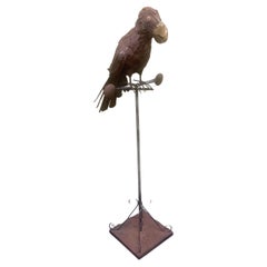 Mid-Century Mixed Metal Parrot Sculpture in the Style of Sergio Bustamante