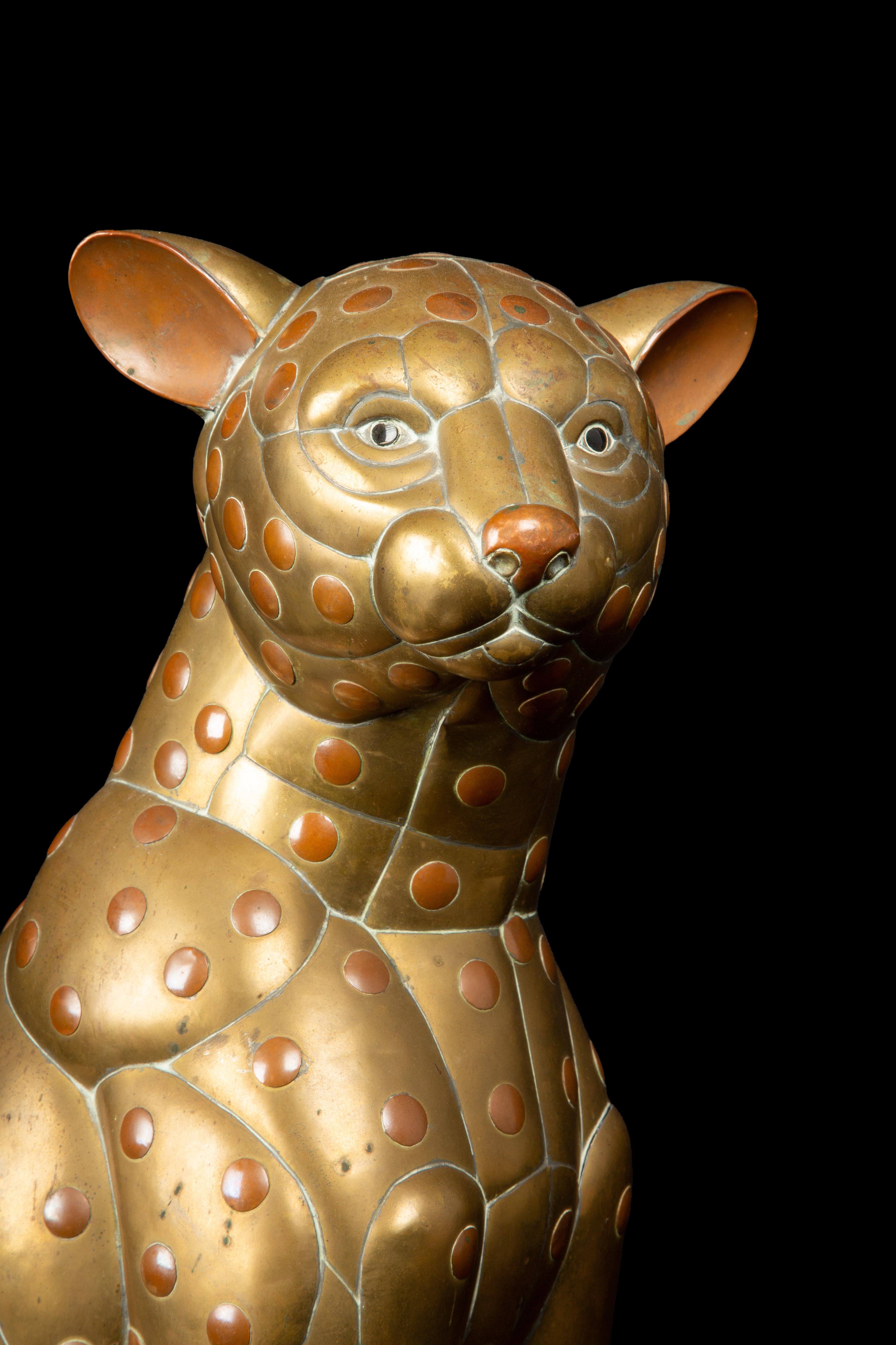 Midcentury Mixed metal Sergio Bustamante Leopard:

Sergio Bustamante, the highly acclaimed Mexican artist, has cemented his name as a true visionary in the world of art. Renowned for his exceptional talent and innovative approach, Bustamante's