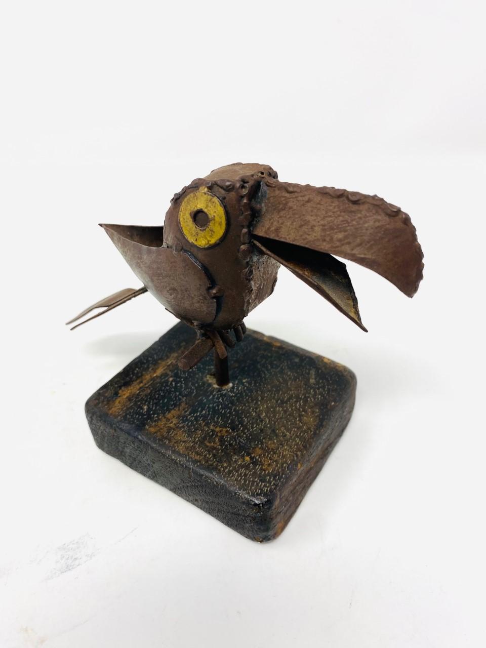 Mid-Century Mixed Metal Small Parrot Sculpture in the Style of Sergio Bustamante For Sale 3