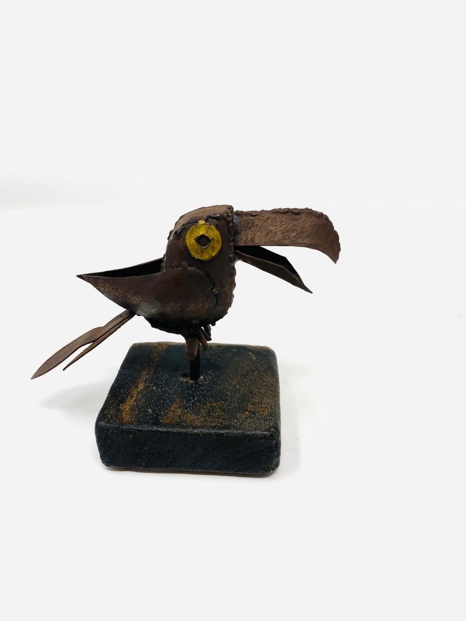 Mid-Century Mixed Metal Small Parrot Sculpture in the Style of Sergio Bustamante For Sale 2