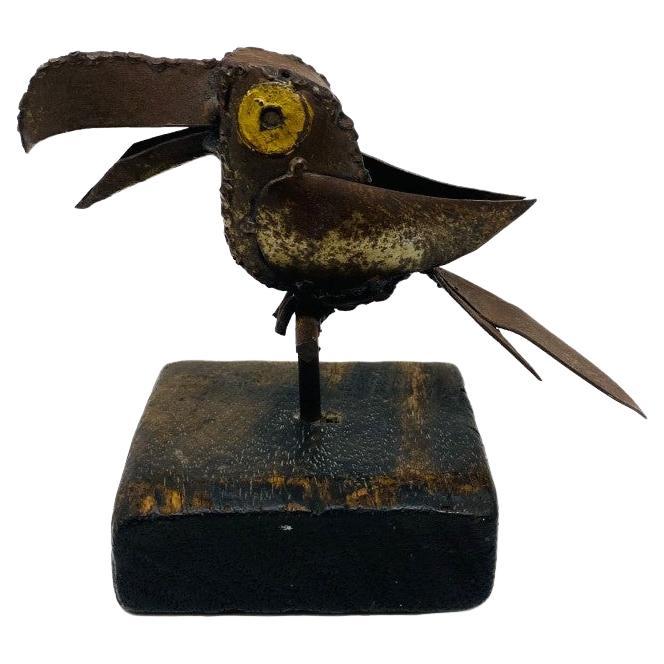 Mid-Century Mixed Metal Small Parrot Sculpture in the Style of Sergio Bustamante