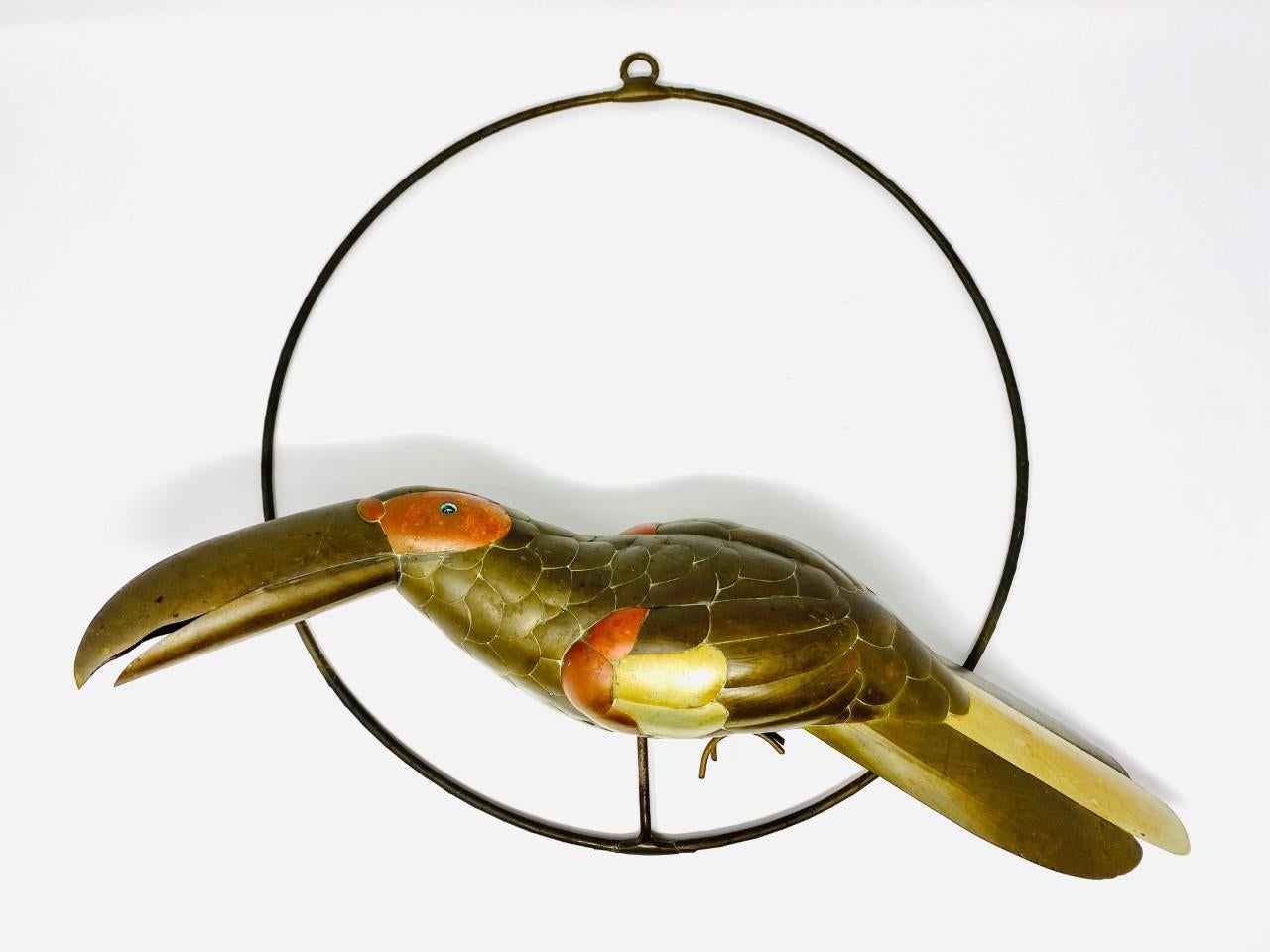 Mid Century Mixed Metal Toucan Sculpture in the Style of Sergio Bustamante 4