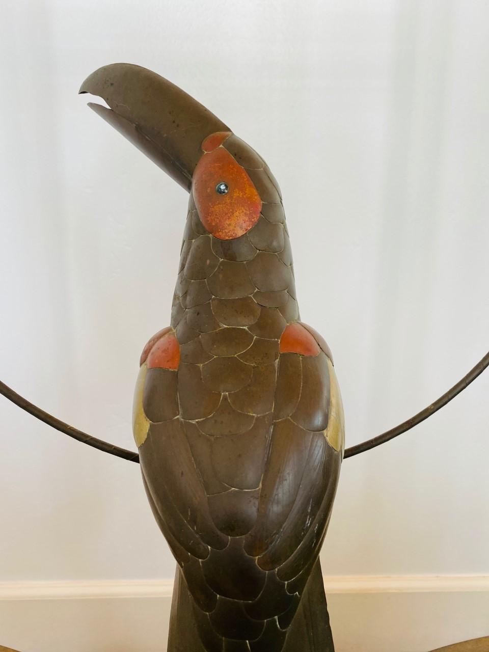 Mid-Century Modern Mid Century Mixed Metal Toucan Sculpture in the Style of Sergio Bustamante
