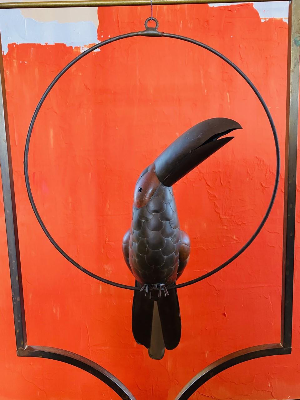 Mid Century Mixed Metal Toucan Sculpture in the Style of Sergio Bustamante 1