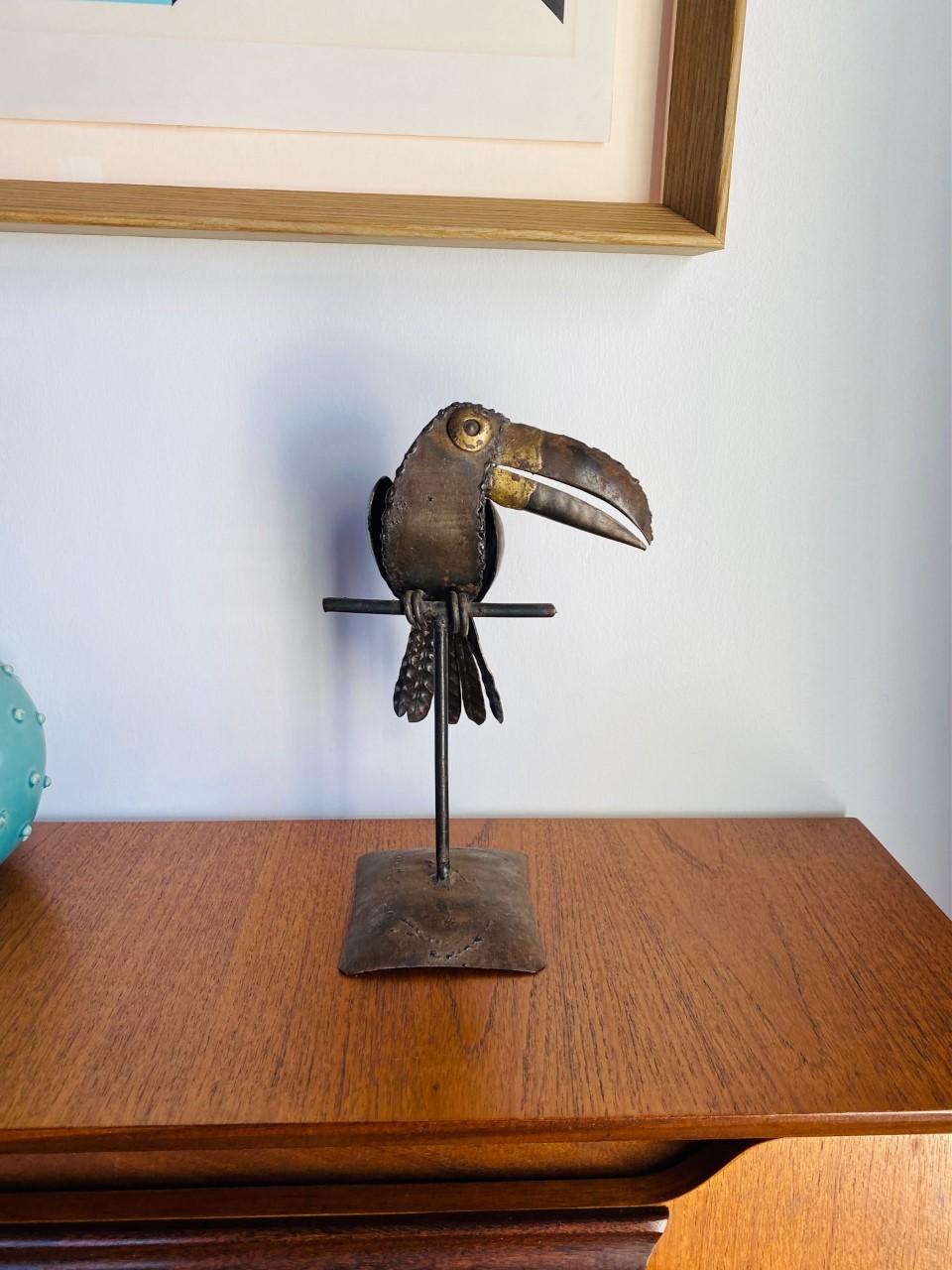 Mid-Century Mixed Metal Toucan Sculpture in the Style of Sergio Bustamante For Sale 2