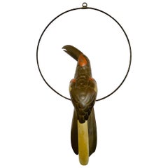 Mid Century Mixed Metal Toucan Sculpture in the Style of Sergio Bustamante