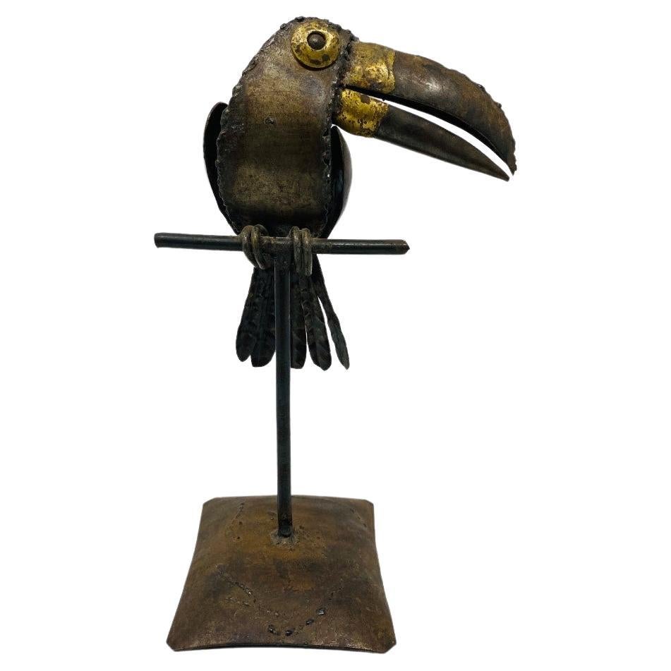 Mid-Century Mixed Metal Toucan Sculpture in the Style of Sergio Bustamante