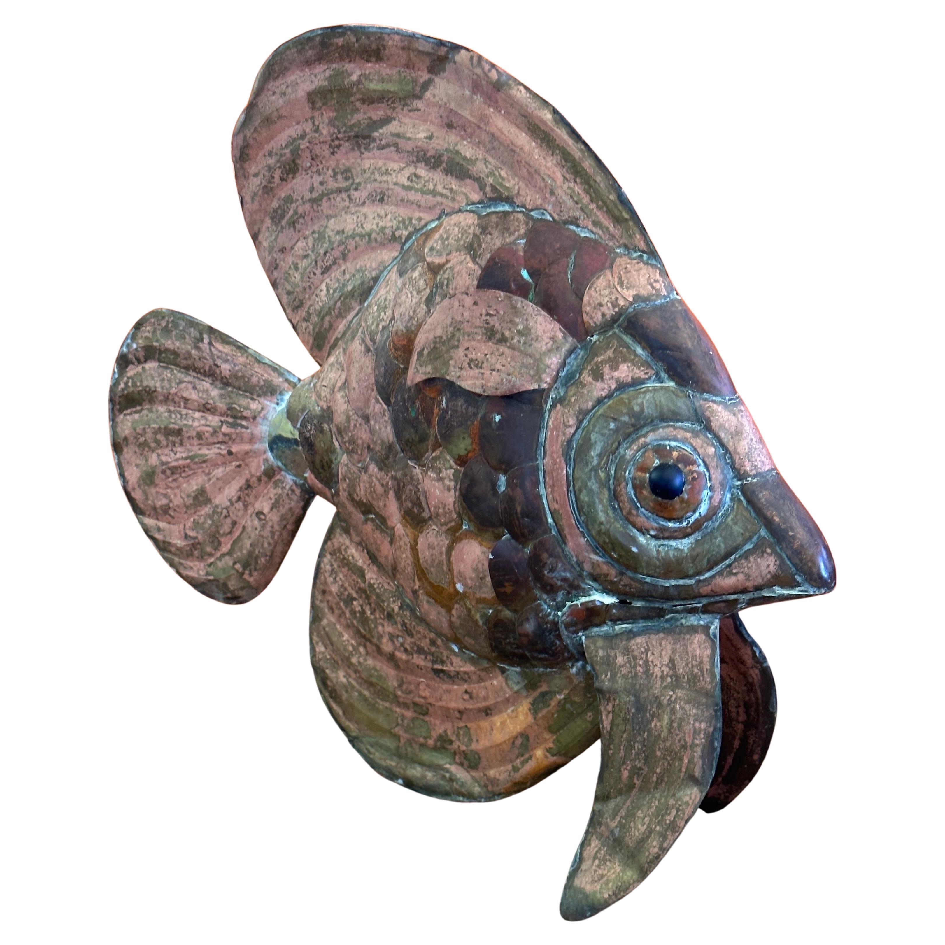 Mid-Century Mixed Metals Angel Fish Sculpture in the Style of Sergio Bustamante For Sale 5