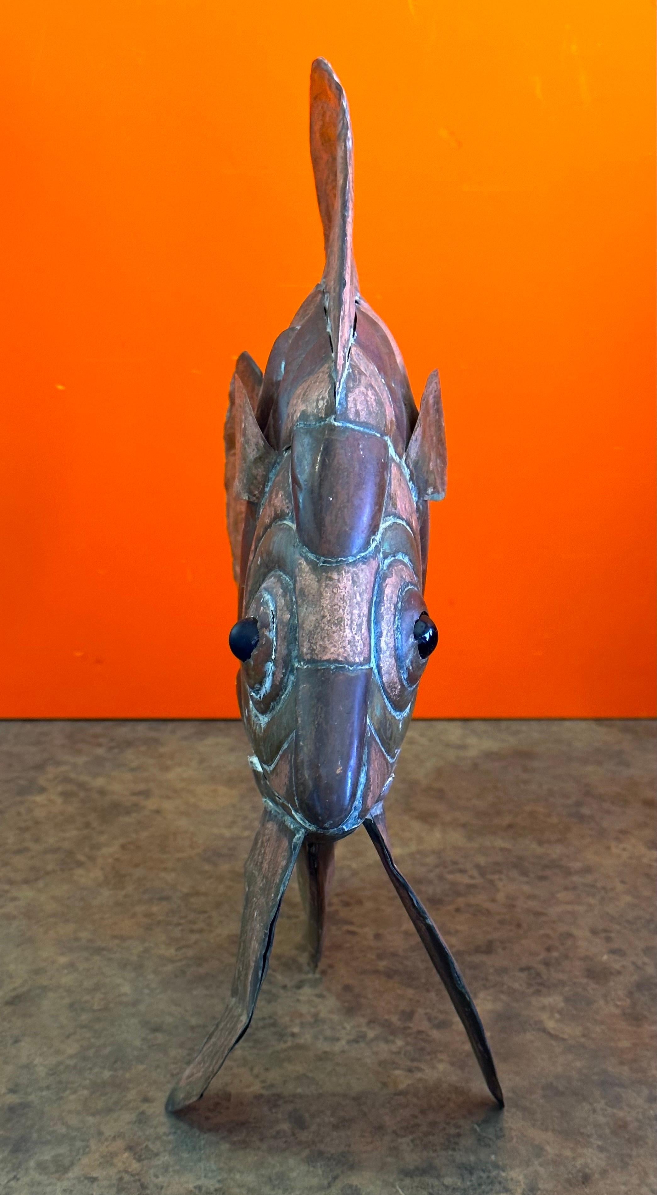 Mexican Mid-Century Mixed Metals Angel Fish Sculpture in the Style of Sergio Bustamante For Sale