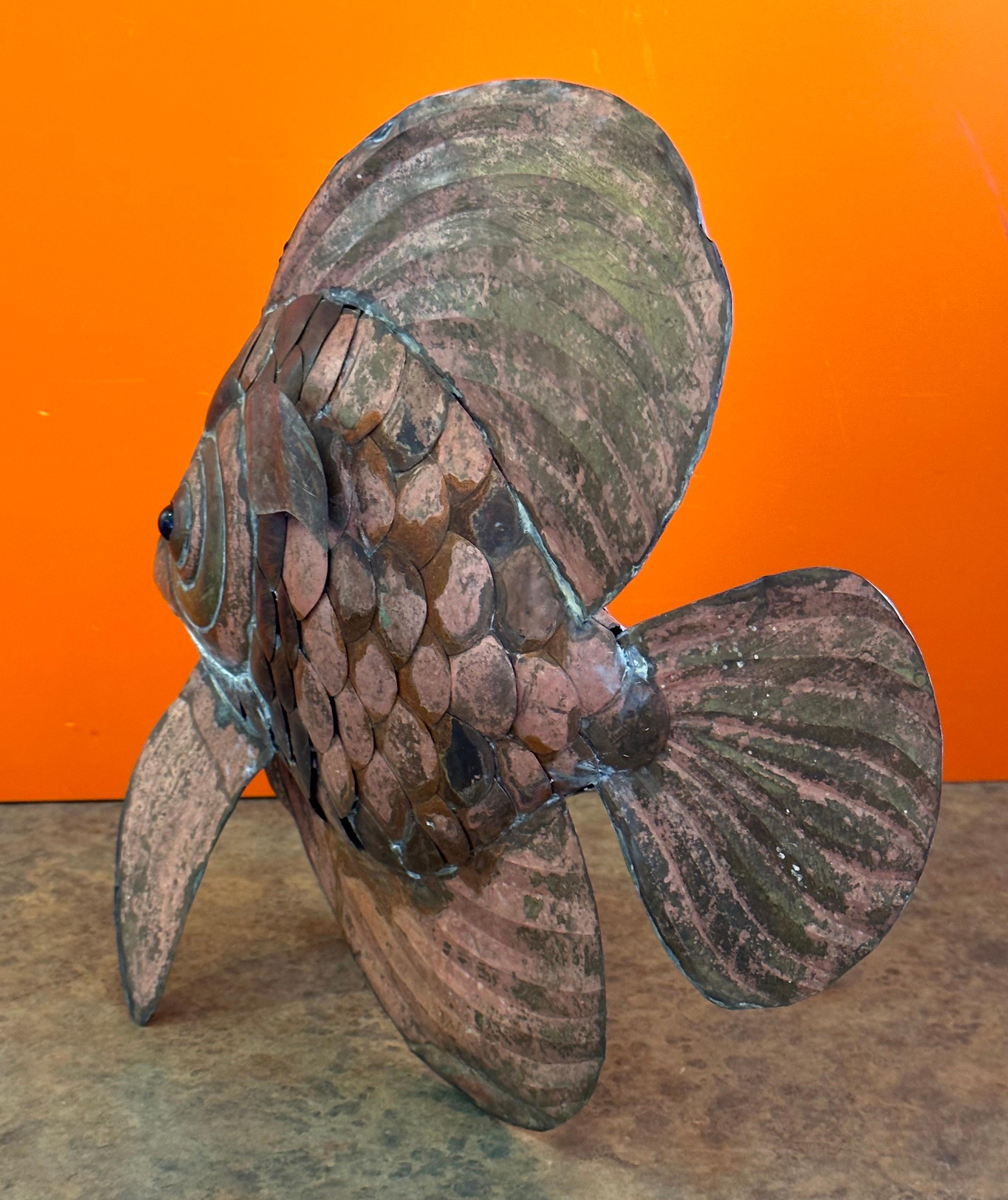 20th Century Mid-Century Mixed Metals Angel Fish Sculpture in the Style of Sergio Bustamante For Sale